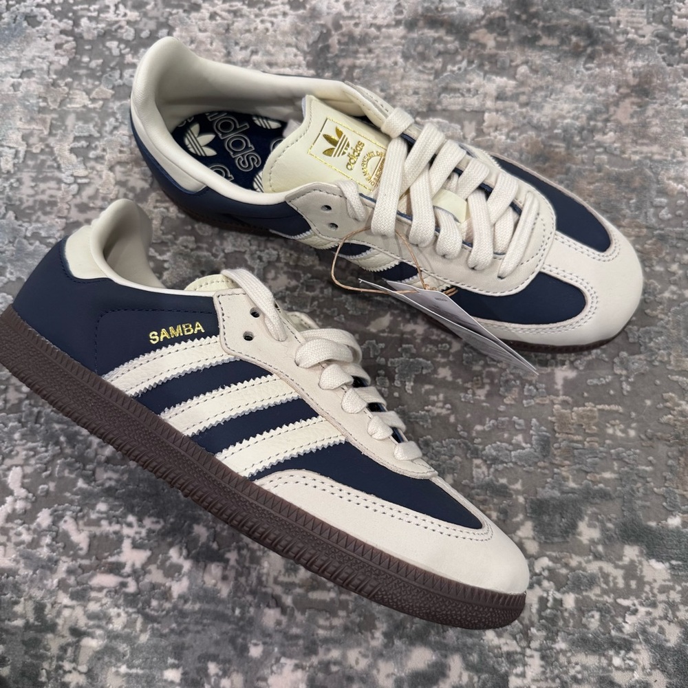 Adidas Samba Navy and White Sneakers